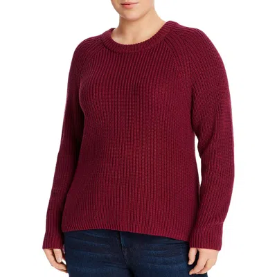 Aqua Curve Plus Jane Womens Cotton Shaker Knit Sweater In Burgundy