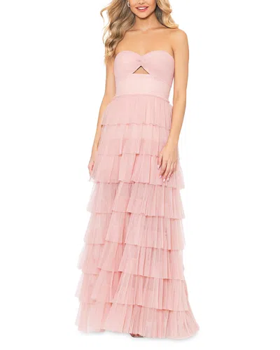 Aqua Cut Out Ruffle Tiered Gown - Exclusive In Blush