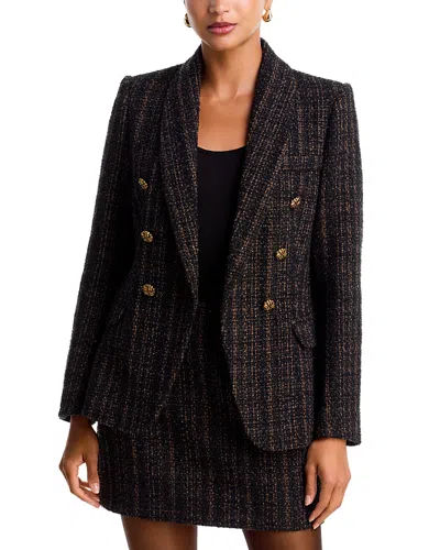 Aqua Cutaway Double Breasted Tweed Jacket - Exclusive In Brown