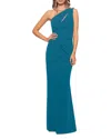 Aqua Cutout One Shoulder Gown - Exclusive In Azure