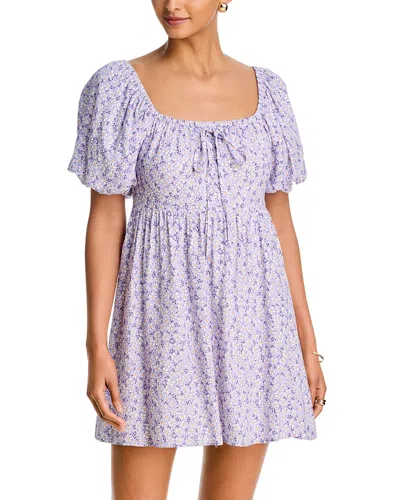 Aqua Daisy Lace Up Mini Dress - Exclusive In Purple