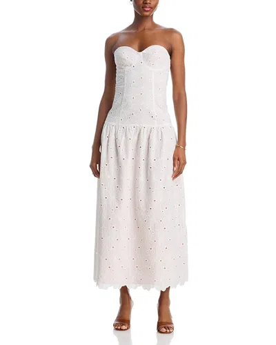 Aqua Damaris Eyelet Drop Waist Midi Dress - Exclusive In Neutral