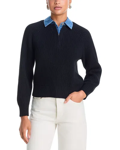 Aqua Denim Collar Sweater - Exclusive In Black
