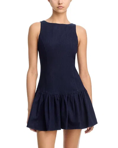 Aqua Denim Drop Waist Mini Dress - Exclusive In Blue