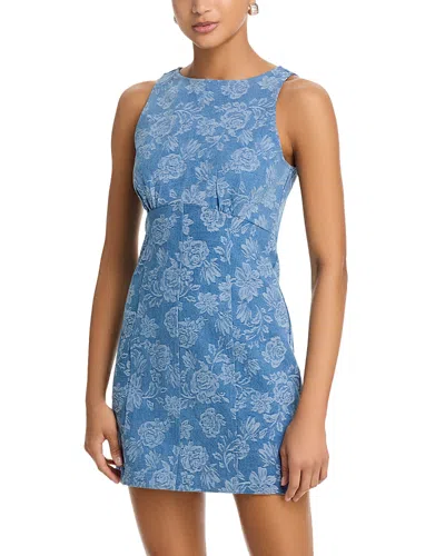 Aqua Denim Jacquard Dress - Exclusive In Blue