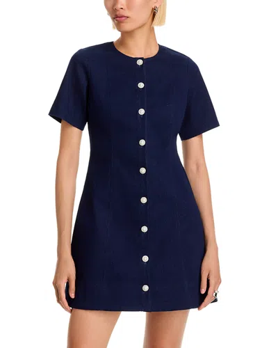 Aqua Denim Short Sleeve Mini Dress - Exclusive In Blue