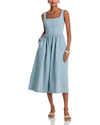 Aqua Denim Tank Midi Dress - Exclusive In Light Wash
