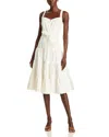 Aqua Denim Tiered Tie Waist Dress - Exclusive In White