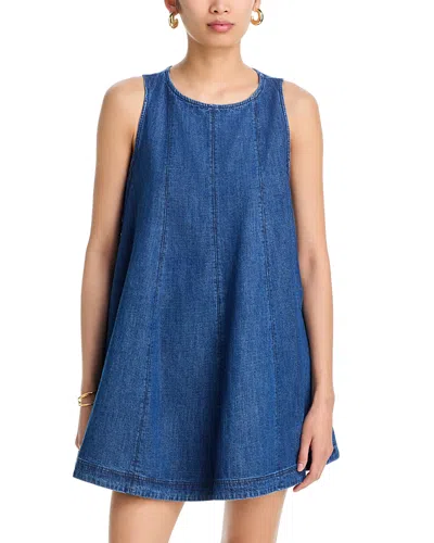 Aqua Denim Trapeze Mini Dress - Exclusive In Blue
