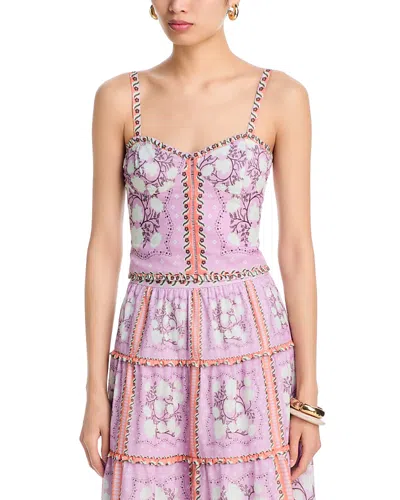 Aqua Designed By Agua Bendita Lace Up Bustier Top - Exclusive In Purple