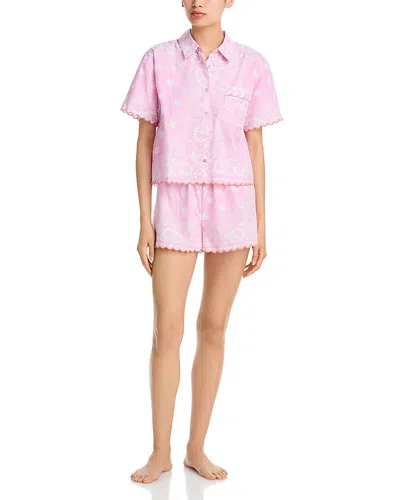 Aqua Designed By Agua Bendita Scallop Short Sleeve Sleep Set - Exclusive In Pink