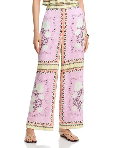 Aqua Designed By Agua Bendita Scarf Print Wide Leg Pants - Exclusive In Pink