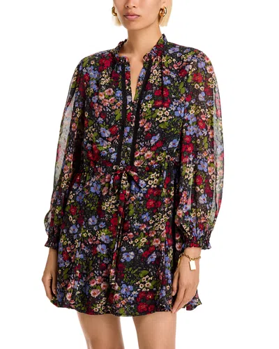 Aqua Ditsy Floral Long Sleeve Mini Dress - Exclusive In Multi