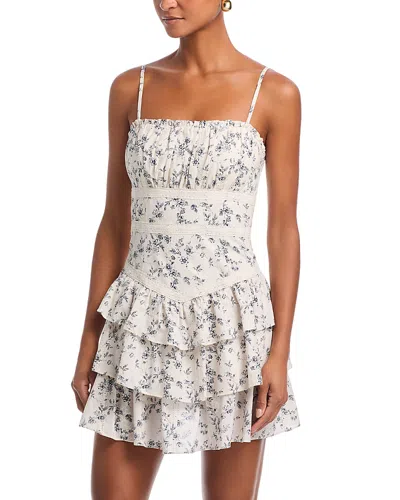 Aqua Ditsy Floral Mini Dress In White