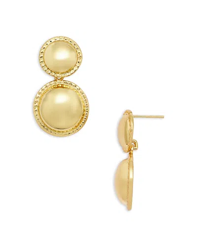 Aqua Double Button Drop Earrings In 14k Gold Plated - Exclusive