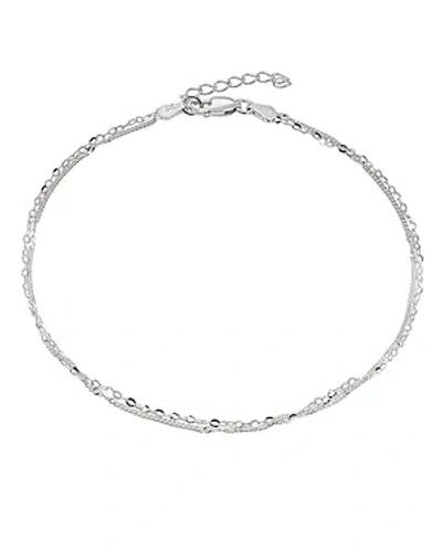 Aqua Double Chain Ankle Bracelet - Exclusive In Silver