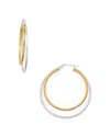 Aqua Double Hoop Earrings In 18k Gold-plated Sterling Silver And Sterling Silver - Exclusive In Two Tone