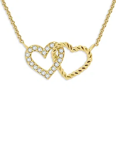 Aqua Double Interlocking Hearts Necklace, 16 - 100% Exclusive In Gold