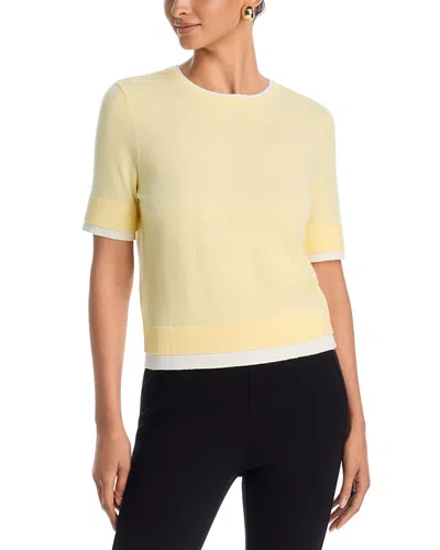 Aqua Double Layer Short Sleeve Crewneck Sweater - Exclusive In Yellow