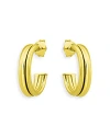 AQUA DOUBLE ROW C HOOP EARRINGS IN 18K GOLD PLATED STERLING SILVER- 100% EXCLUSIVE