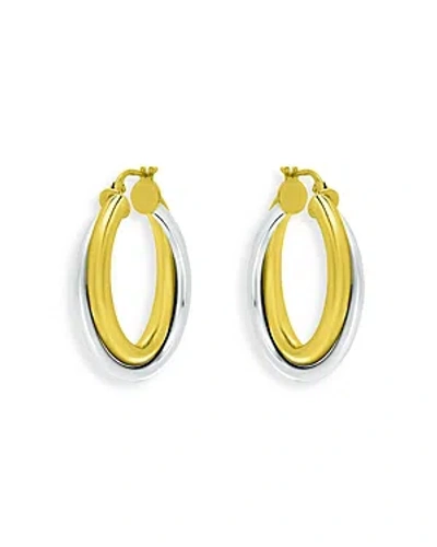 Aqua Double Row Wrap Hoop Earrings In 18k Gold Plated Sterling Silver- 100% Exclusive In Gold/silver