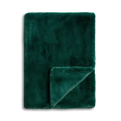Aqua Double Sided Rex Rabbit Faux Fur Throw - Exclusive In Green