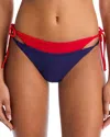 Aqua Double Tie String Bikini Bottom - Exclusive In Navy/red