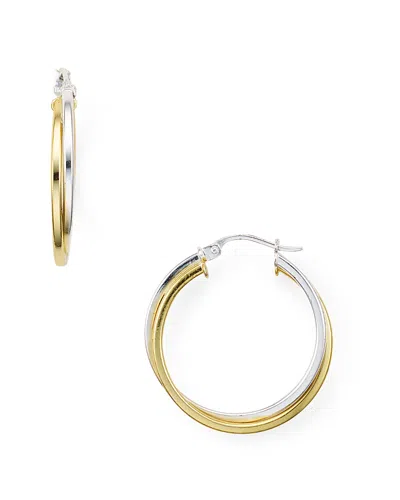 Aqua Double Tube Hoop Earrings In 18k Gold-plated Sterling Silver And Sterling Silver - Exclusive In Gold/silver