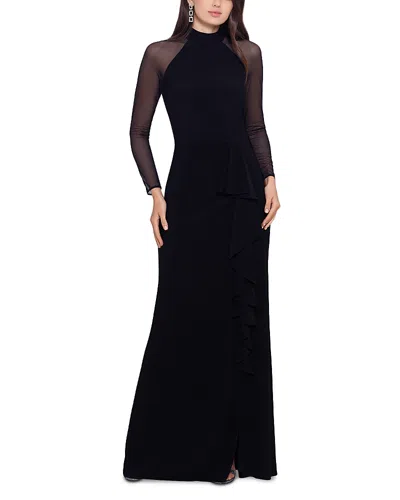 Aqua Drape Detail Gown - Exclusive In Black
