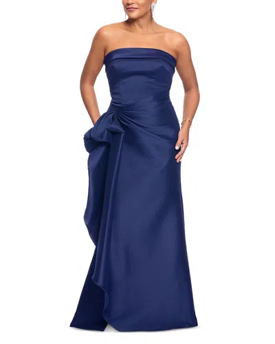 Aqua Draped Gown - Exclusive In Navy