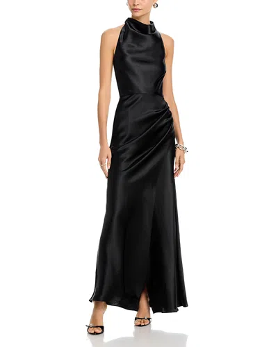 Aqua Draped Halter Gown - Exclusive In Black