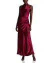 Aqua Draped Halter Gown - Exclusive In Burgundy