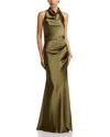 Aqua Draped Halter Gown - Exclusive In Green