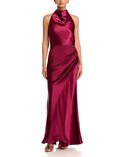 Aqua Draped Halter Gown - Exclusive In Pink