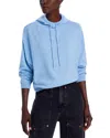 Aqua Drop Shoulder Cashmere Hoodie - Exclusive In Heather Blue