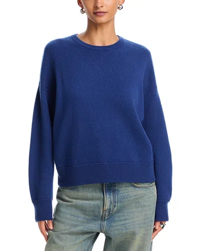 Aqua Drop Shoulder Dolman Crewneck Cashmere Sweater - Exclusive In Blue