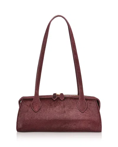 Aqua East West Leather Shoulder Bag - Exclusive In Burgundy