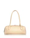 Aqua East West Medium Faux Leather Shoulder Bag - Exclusive In Bone