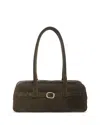 Aqua East West Suede Belted Bag - Exclusive In Green