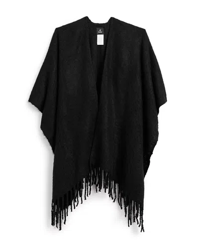 Aqua Echo Boucle Ruana Cape In Black
