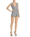 Aqua Elastic Waist Gingham Sleeveless Romper In Black/white In Multi