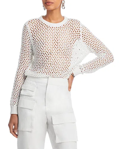 Aqua Embellished Crochet Sweater - Exclusive In White