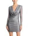 Aqua Embellished Exaggerated Cowl Neck Dress - Exclusive In Silver