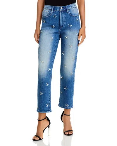 Aqua Embellished High Rise Ankle Jeans In Medium Wash - Exclusive