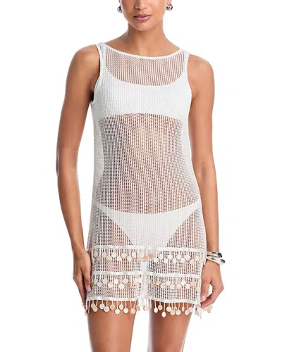 Aqua Embellished Mini Dress Swim Cover-up - Exclusive In White