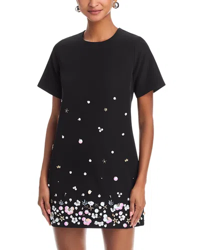 Aqua Embellished Shift Dress In Animal Print