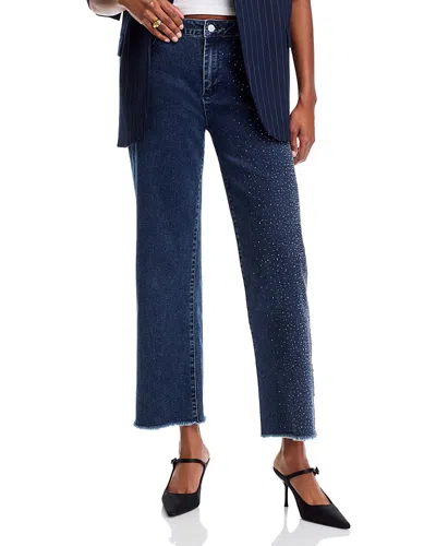 Aqua Embellished Straight Jeans In Dark Wash - Exclusive