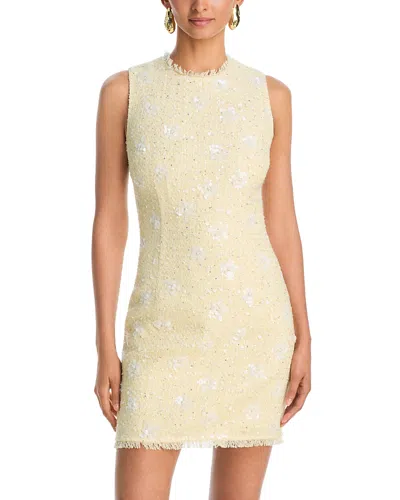 Aqua Embellished Tweed Dress - Exclusive In Yellow