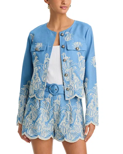 Aqua Embordered Blazer - Exclusive In Blue