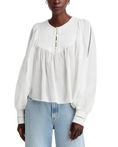 Aqua Embroidered Blouse - Exclusive In Ivory